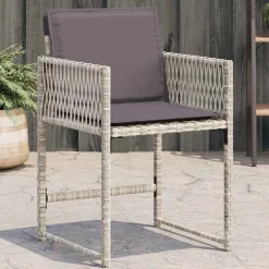 Tuinmeubelen*vidaXL Tuinstoelen 4 st met kussens poly rattan Lichtgrijs