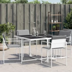 Tuinstoelen 4 st met kussens staal en textileen><noscript><img width=