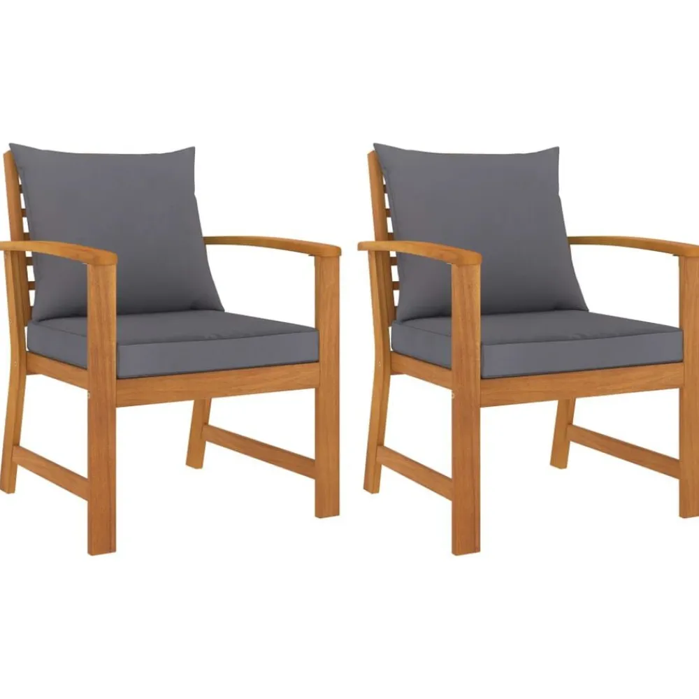 Tuinstoelen 2 st met donker kussen massief acaciahout>vidaXL Sale