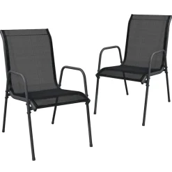 Tuinmeubelen*vidaXL Tuinstoelen 2 st staal en textileen zwart