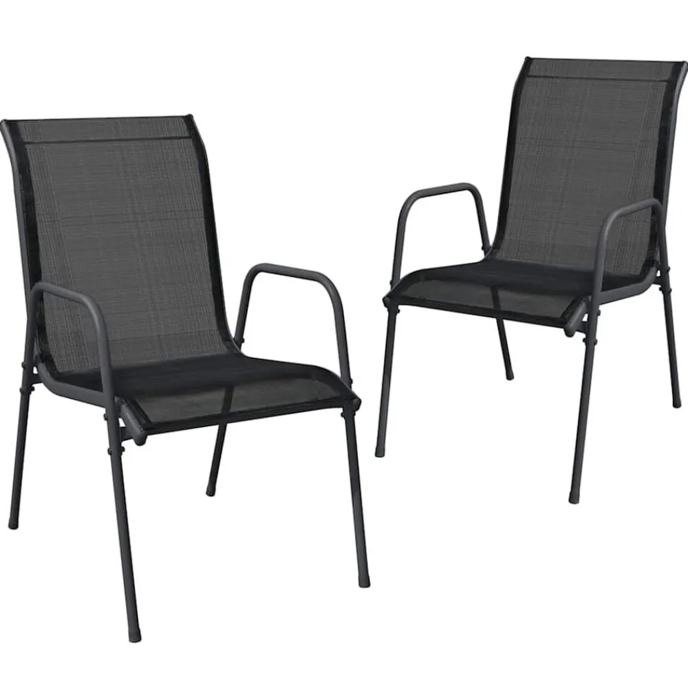 Tuinmeubelen*vidaXL Tuinstoelen 2 st staal en textileen zwart