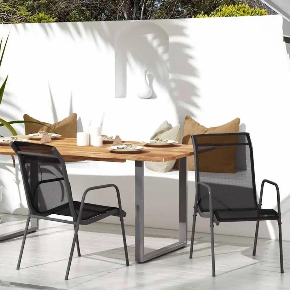 Tuinmeubelen*vidaXL Tuinstoelen 2 st staal en textileen zwart