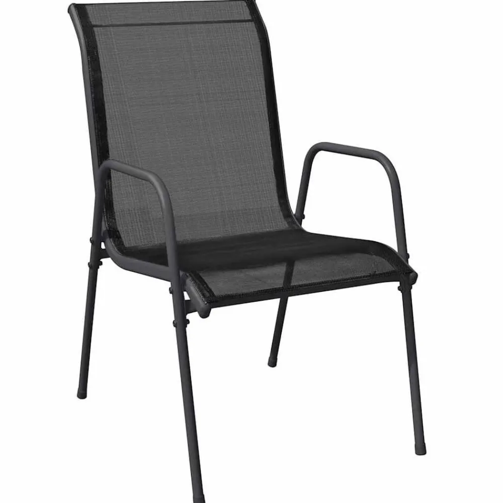 Tuinmeubelen*vidaXL Tuinstoelen 2 st staal en textileen zwart