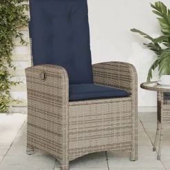 Tuinstoelen 2 st verstelbaar met kussens poly rattan grijs><noscript><img width=