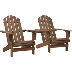 Tuinmeubelen*vidaXL Tuinstoelen Adirondack met tafeltje massief vurenhout Bruin