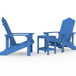 Tuinmeubelen*vidaXL Tuinstoelen Adirondack met tafel HDPE aquablauw Waterblauw