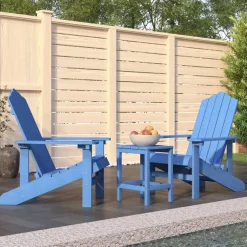 Tuinmeubelen*vidaXL Tuinstoelen Adirondack met tafel HDPE aquablauw Waterblauw
