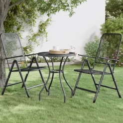 Tuinstoelen inklapbaar 2 st metaalgaas antracietkleurig>vidaXL Outlet