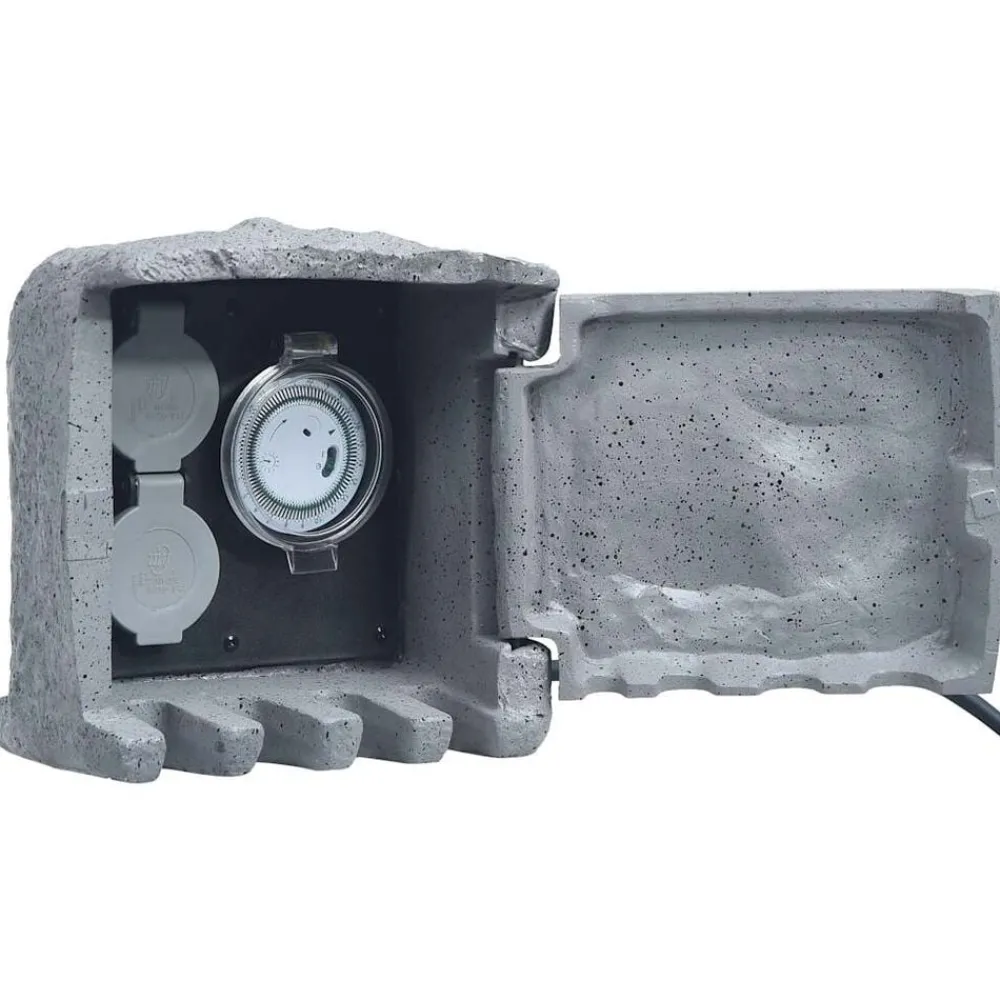 Tuinstopcontact 2 ingangen met timer polyresin>vidaXL Discount