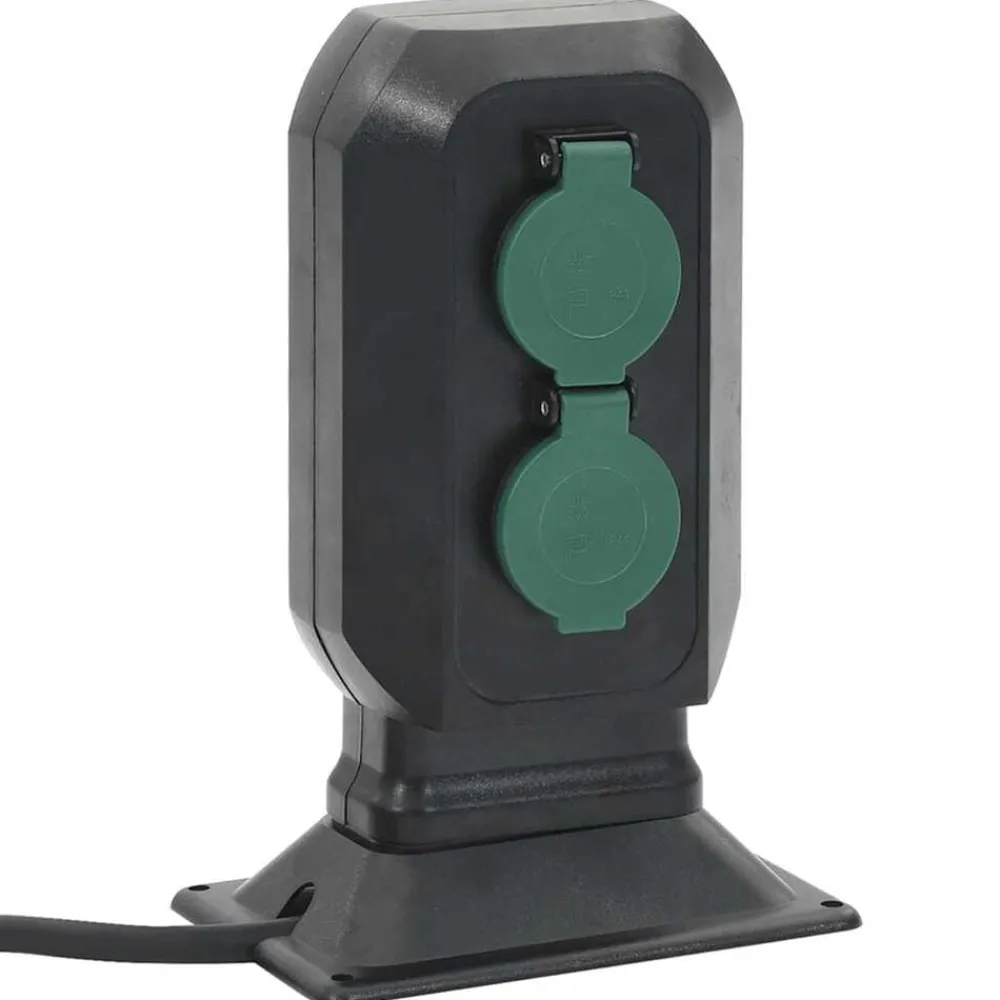 Energie- & Elektriciteitsbenodigdheden*vidaXL Tuinstopcontact en grondpin 2-wegs 15,5x11x24 cm zwart en groen