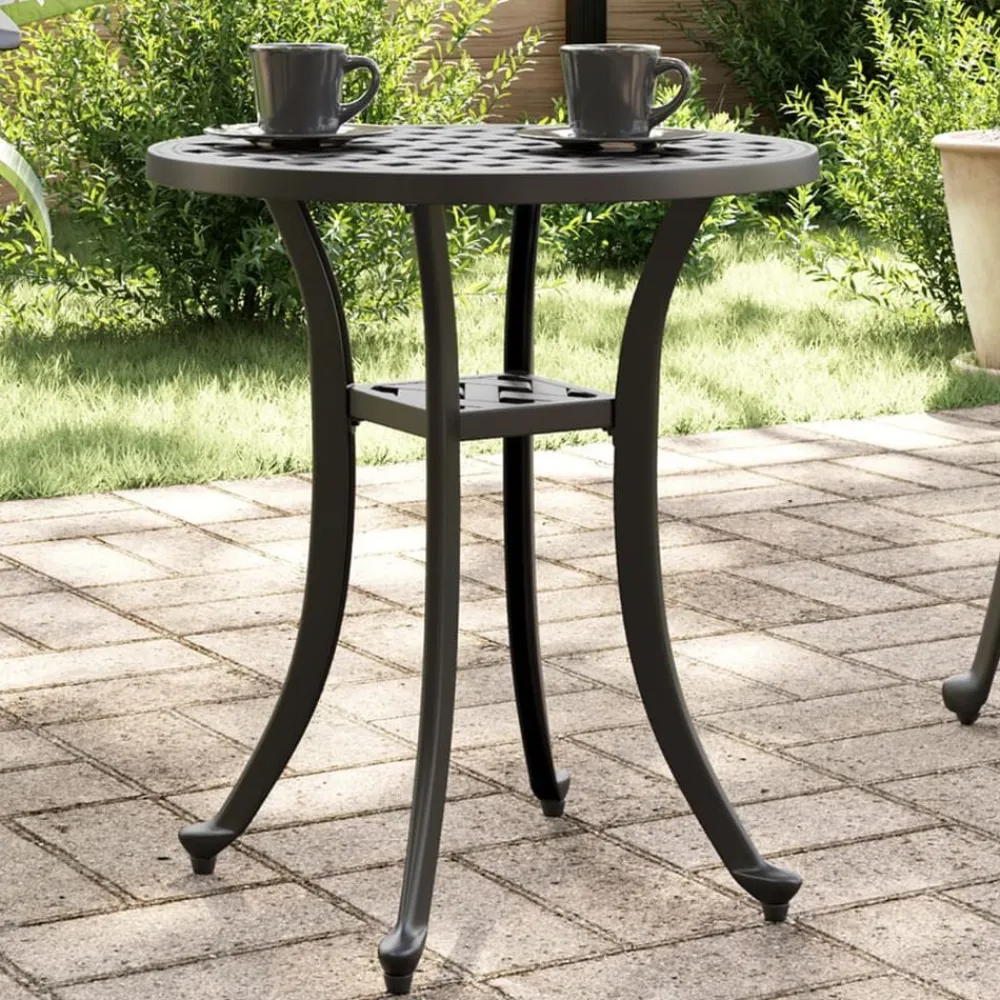 Tuinmeubelen*vidaXL Tuintafel Ø 48x53 cm gietaluminium Zwart