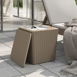 Tuintafel met afneembaar deksel polypropeen lichtbruin><noscript><img width=