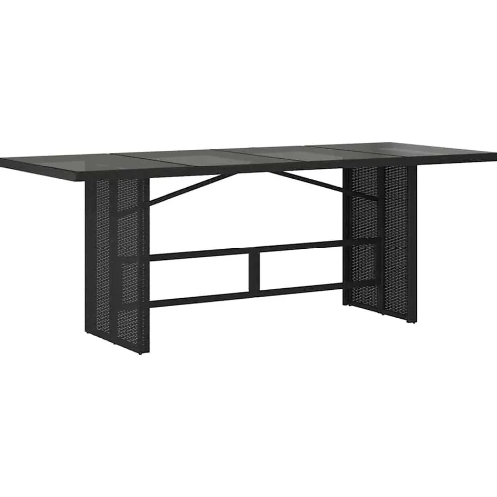 Tuintafel met glazen blad 190x80x74 cm poly rattan>vidaXL Hot