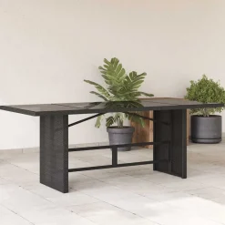 Tuintafel met glazen blad 190x80x74 cm poly rattan>vidaXL Hot