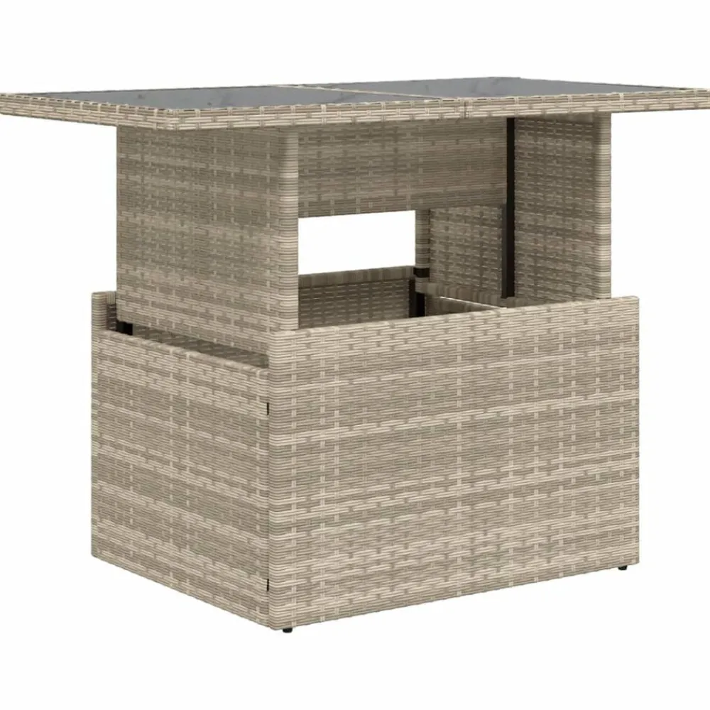 Tuinmeubelen*vidaXL Tuintafel met glazen blad 100x55x73 cm poly rattan Lichtgrijs