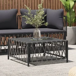 Tuinmeubelen*vidaXL Tuintafel 70x70x34 cm geweven stof kleurig Antraciet