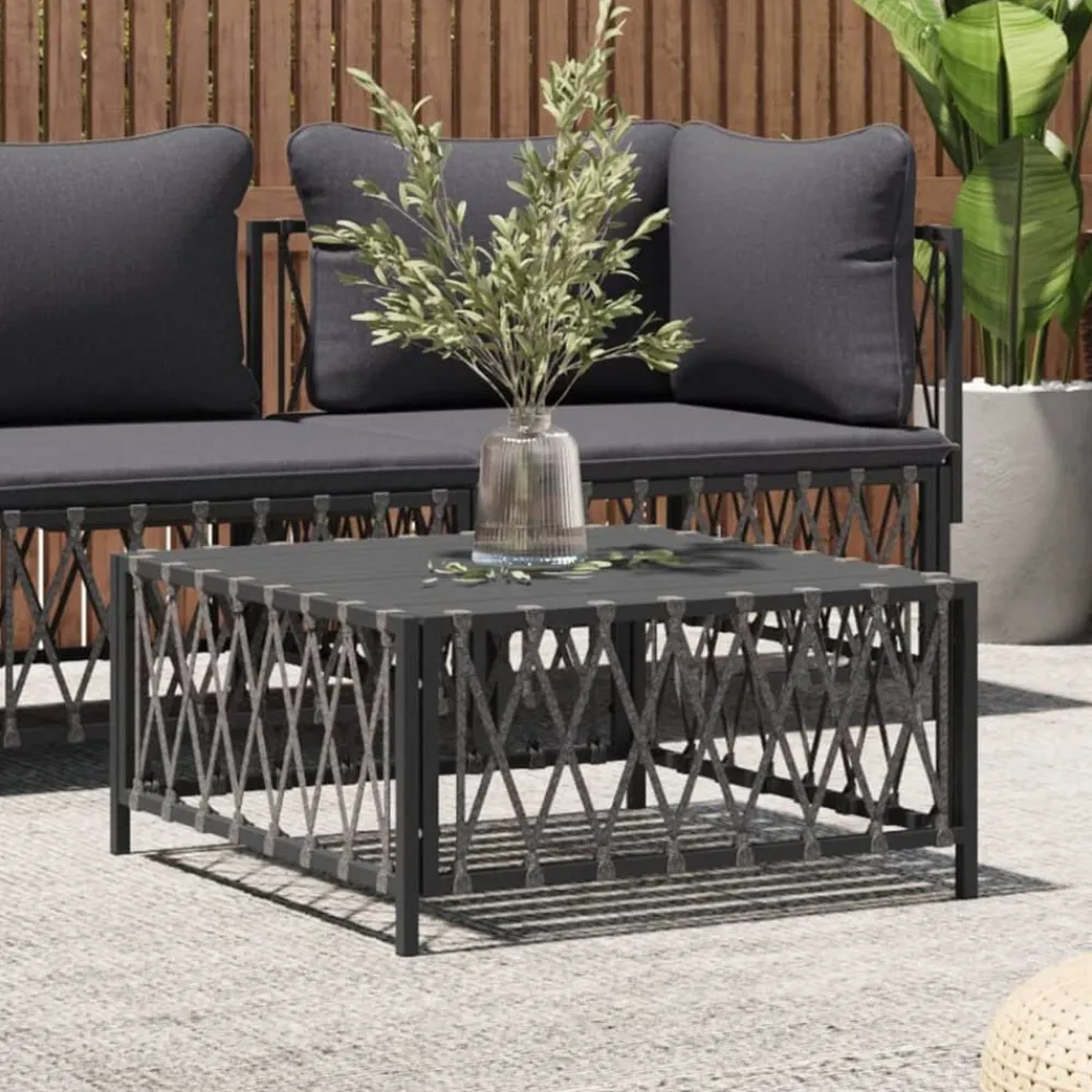 Tuinmeubelen*vidaXL Tuintafel 70x70x34 cm geweven stof kleurig Antraciet