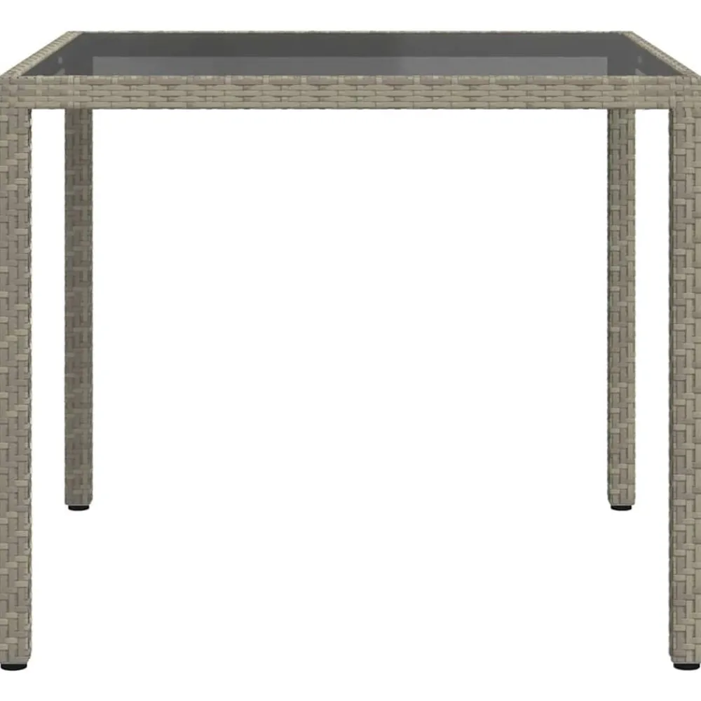 Tuintafel 90x90x75 cm gehard glas en poly rattan>vidaXL
