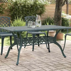 Tuinmeubelen*vidaXL Tuintafel 150x90x72 cm gietaluminium Groen