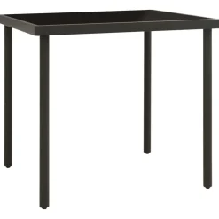 Tuinmeubelen*vidaXL Tuintafel 80x80x72 cm glas en staal kleurig Antraciet