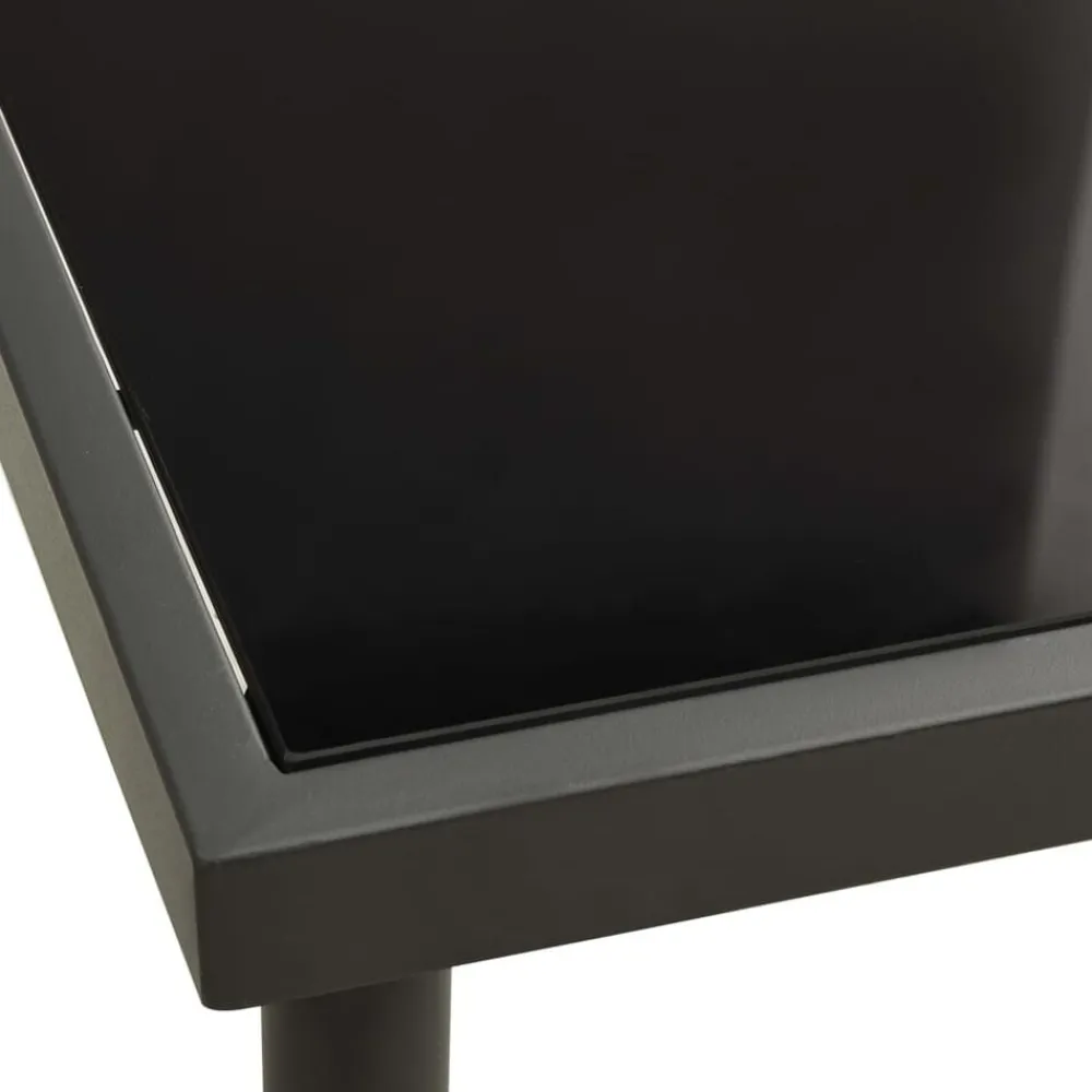 Tuinmeubelen*vidaXL Tuintafel 80x80x72 cm glas en staal kleurig Antraciet