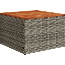 Tuinmeubelen*vidaXL Tuintafel 55x55x37 cm poly rattan en acaciahout Grijs