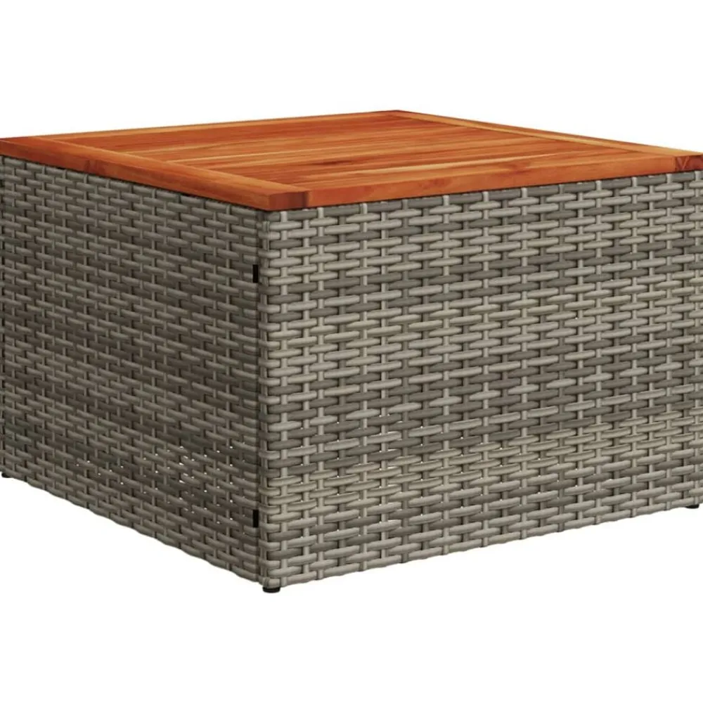 Tuinmeubelen*vidaXL Tuintafel 55x55x37 cm poly rattan en acaciahout Grijs