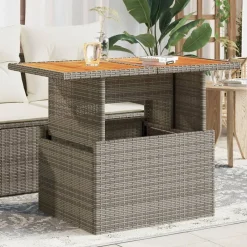 Tuintafel 100x55x73 cm poly rattan en acaciahout>vidaXL Discount