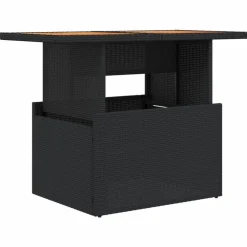 Tuinmeubelen*vidaXL Tuintafel 100x55x73 cm poly rattan en acaciahout Zwart