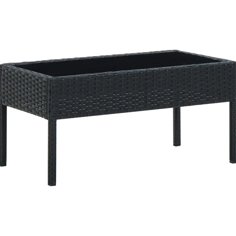 Tuinmeubelen*vidaXL Tuintafel 75x40x37 cm poly rattan Zwart
