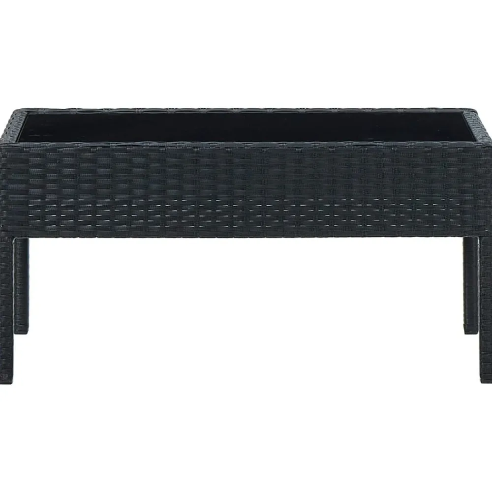 Tuinmeubelen*vidaXL Tuintafel 75x40x37 cm poly rattan Zwart