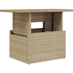 Tuinmeubelen*vidaXL Tuintafel 100x55x73 cm poly rattan en acaciahout Beige