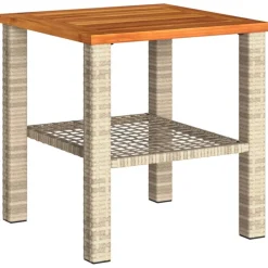 Tuintafel 40x40x42 cm poly rattan en acaciahout beige>vidaXL Discount