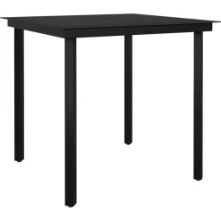 Tuinmeubelen*vidaXL Tuintafel 80x80x74 cm staal en glas zwart