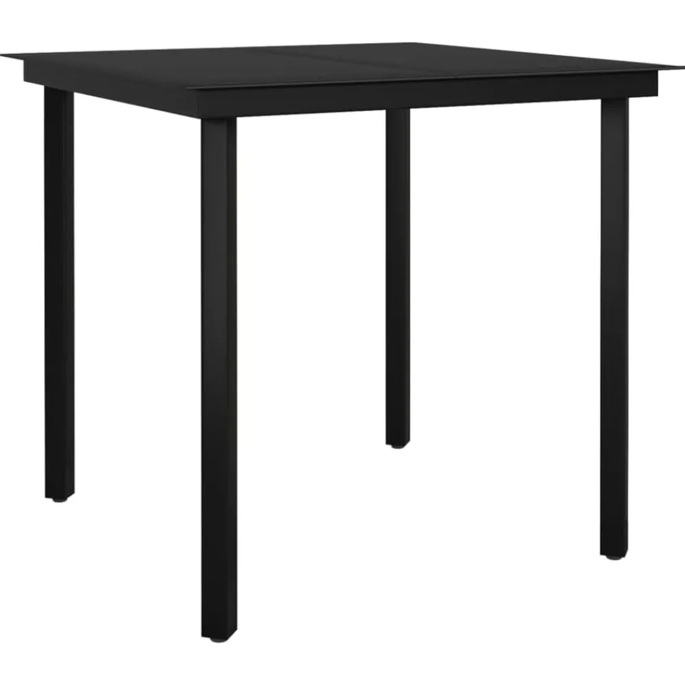 Tuinmeubelen*vidaXL Tuintafel 80x80x74 cm staal en glas zwart