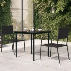 Tuinmeubelen*vidaXL Tuintafel 80x80x74 cm staal en glas zwart