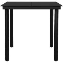 Tuinmeubelen*vidaXL Tuintafel 80x80x74 cm staal en glas zwart