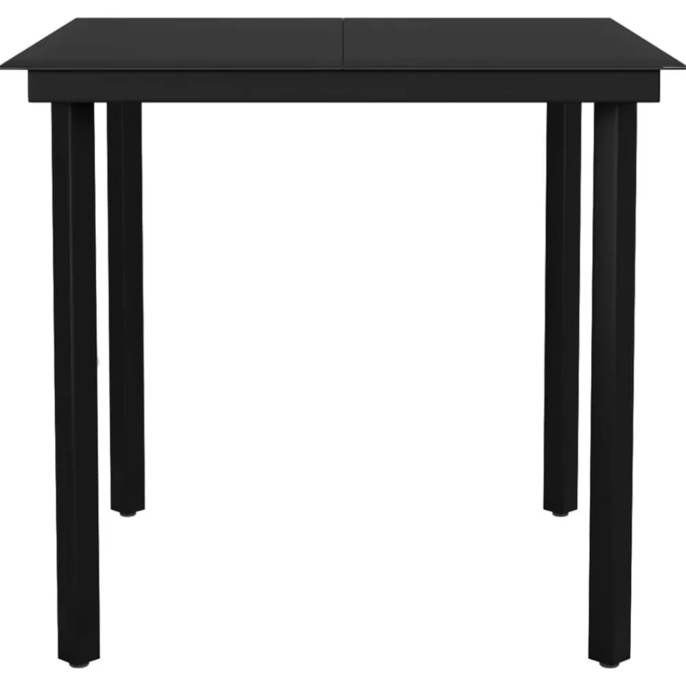 Tuinmeubelen*vidaXL Tuintafel 80x80x74 cm staal en glas zwart