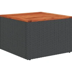 Tuinmeubelen*vidaXL Tuintafel 55x55x37 cm poly rattan en acaciahout Zwart