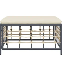 Tuinmeubelen*vidaXL Tuinvoetenbank met kussen poly rattan Beige