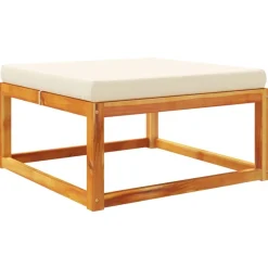 Tuinmeubelen*vidaXL Tuinvoetenbank met kussen 65x65x29 massief acaciahout Crème