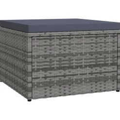 Tuinvoetenbank met kussen poly rattan>vidaXL Hot