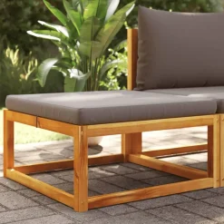Tuinmeubelen*vidaXL Tuinvoetenbank met kussen 65x65x29 massief acaciahout Grijs