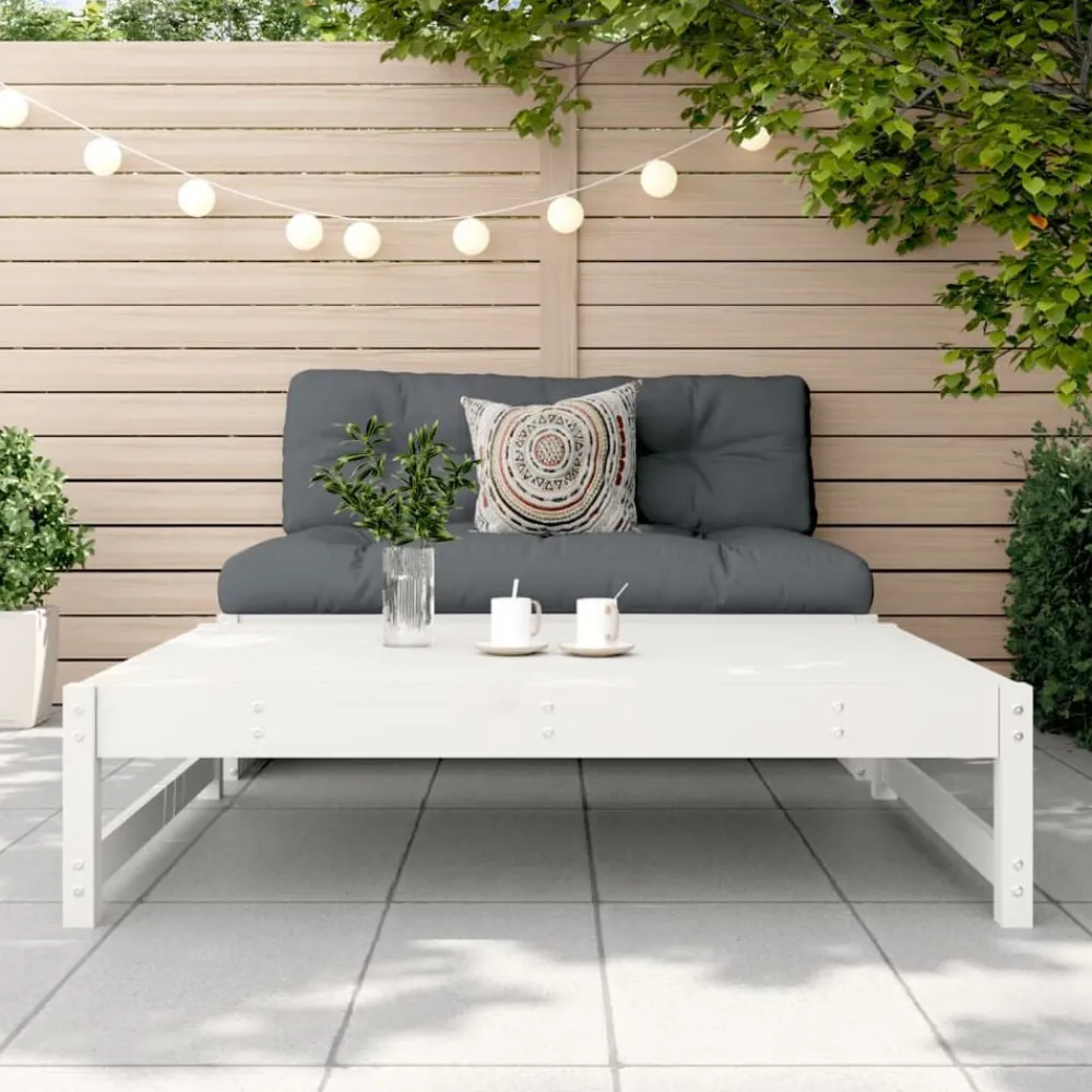 Tuinmeubelen*vidaXL Tuinvoetenbank 120x80 cm massief grenenhout wit Wit grenenhout