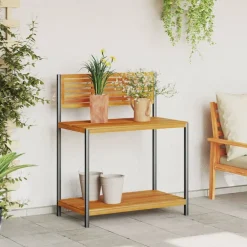Tuin & Gazon*vidaXL Tuinwerktafel 90x50x110 cm massief acaciahout en staal