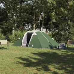 Buitensport*vidaXL Tunnel tent met dak met opslag 510 x 240 x 156 cm taft Groen