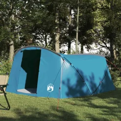 Buitensport*vidaXL Tunnel Tent 4-Person met dak en Grijs 318 x 275 x 140 cm Blauw