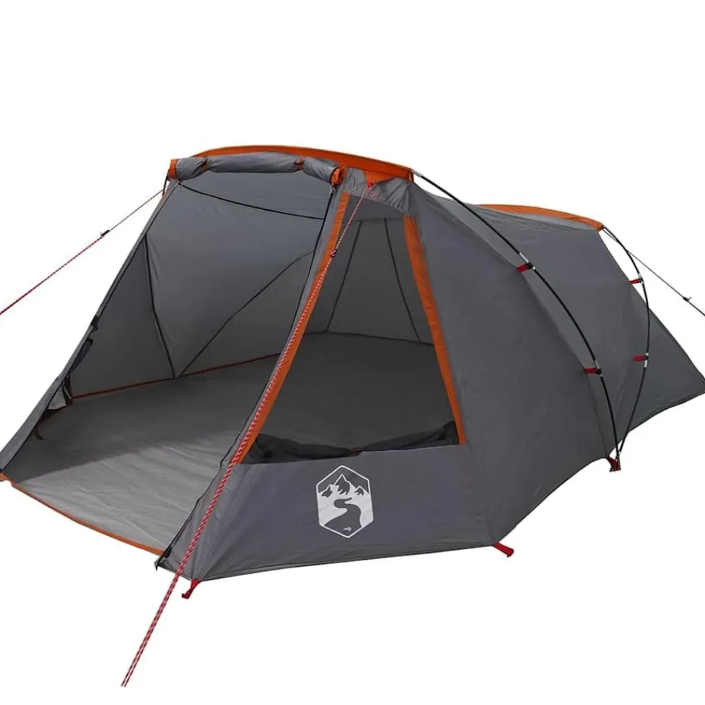 Buitensport*vidaXL Tunnel Tent 3-Person met dak 328 x 228 x 115 cm Grijs en oranje