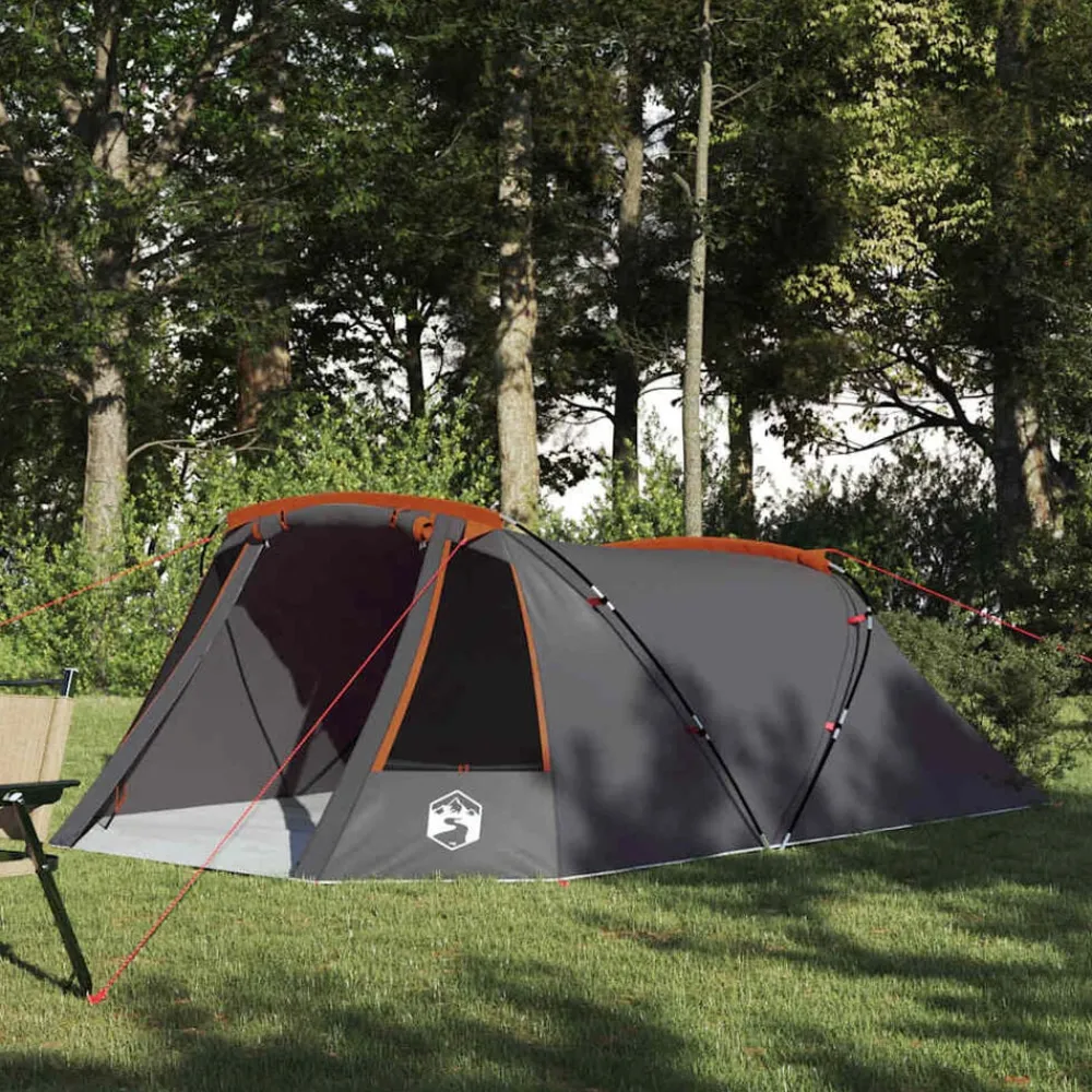 Buitensport*vidaXL Tunnel Tent 3-Person met dak 328 x 228 x 115 cm Grijs en oranje