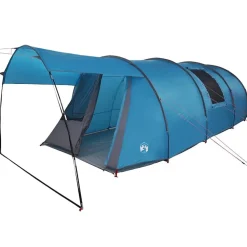 Buitensport*vidaXL Tunnel Tent 4-Person met dak en Grijs 740 x 370 x 220 cm Blauw